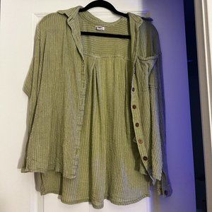 Green Striped Button Down